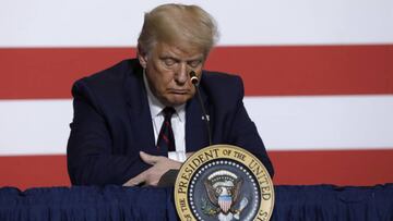 Donald Trump speaks during a roundtable on donating plasma at the American Red Cross National Headquarters in Washington, DC. 