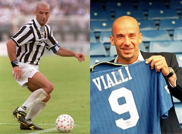 Vialli, con las camisetas de la Juventus y el Chelsea