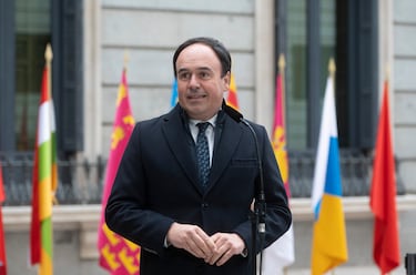 El president de la Generalitat Valenciana, Juanfran Pérez Llorca, durante su primer acto público en su nuevo cargo, asumido tras la dimisión del anterior president, Carlos Mazón.