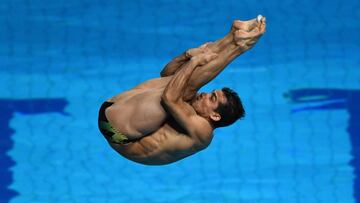 Rommel Pacheco y Jair Ocampo, en la final del trampolín