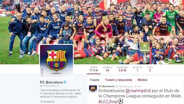 El Barcelona felicita al Real Madrid por la Undécima