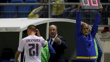 La alineación indebida Cherysev en Cádiz. El ruso vio la temporada anterior la amarilla que le acarreaba suspensión por acumulación en la semifinal que jugó con el Villarreal ante el Barça. Su siguiente partido en la competición del ko fue en Cádiz con el Madrid y Benítez le puso en el 11 inicial. El Madrid ganó 1-3 pero el Cádiz alegó alineación indebida y el Madrid fue expulsado de la Copa ese año.