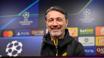 Dortmund's Croatian head coach Niko Kovac attends a press conference on the eve of the UEFA Champions League - league phase day 2 football match of Borussia Dortmund (GER) v Athletic Club Bilbao (ESP) at the Signal Iduna stadium in Dortmund, western Germany on September 30, 2025. (Photo by Ina FASSBENDER / AFP)