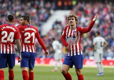 El jugador del Atlético de Madrid, Griezmann, celebra el 1-0 al Getafe.