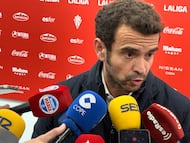 29-03-26. JOSÉ RIESTRA, PRESIDENTE EJECUTIVO DEL SPORTING, COMPARECIENDO ANTE LOS MEDIOS AL FINAL DEL PARTIDO ANTE EL DEPORTIVO.