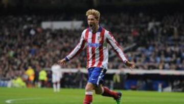 Torres celebra su segundo gol al Real Madrid con la camiseta del Atlético.