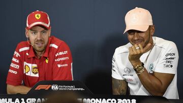 VETTEL Sebastian (ger), Scuderia Ferrari SF71H, portrait , HAMILTON Lewis (gbr), Mercedes AMG F1 Petronas GP W09 Hybrid EQ Power+, portrait , portrait during the 2018 Formula One World Championship, Grand Prix of Monaco from on May 24 to 27 in Monaco - Photo Eric Vargiolu / DPPI *** Local Caption *** .