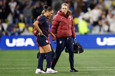 This is Trinity Rodman’s NSFW rant after a hard foul by an Argentinian player forced her off the pitch on Sunday