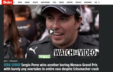 Así reaccionó la prensa internacional a la victoria de Sergio Pérez en el GP de Mónaco
