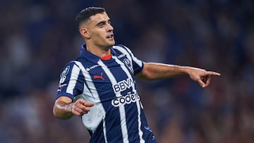 German Berterame celebrates his goal 3-0 of Monterrey during the round one second leg match between Monterrey and Forge FC as part of the CONCACAF Champions Cup 2025, at BBVA Bancomer Stadium on February 11, 2025 in Monterrey, Nuevo Leon, Mexico.