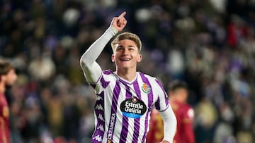 Chuki celebra un gol con el Valladolid.