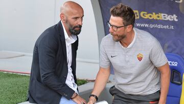 Monchi, como director deportivo del Roma, y su entrenador Eusebio di Francesco.