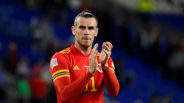 Wales' Gareth Bale applauds fans after a Nations League match.