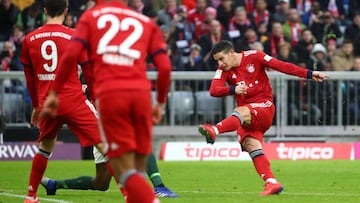 James Rodríguez durante un partido de Bayern Múnich por Bundesliga.