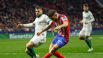 Javi Galán en el encuentro de Copa ante el Getafe.