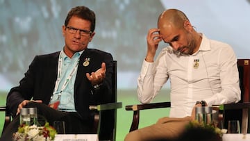 Los entrenadores, Fabio Capello y Pep Guardiola.