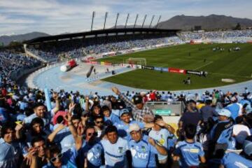 FÃºtbol, OâHiggins v Universidad de Concepcion.
Decimoquinta fecha, campeonato de Clausura 2016. 
Hinchas de OâHiggins alientan durante el partido contra Universidad de Concepcion por primera divisiÃ³n disputado en el estadio Bicentenario El Teniente.
Rancagua, Chile. 
30/04/2016 
Ramon Monroy/Photosport*********
 
Football, OâHiggins v Universidad de Concepcion. 
15 th date, Clousure Championship 2016. 
OâHiggins fans cheer during the fisrt division football match against Universidad de Concepcion at El Teniente stadium in Rancagua, Chile. 
30/04/2016 
Ramon Monroy/Photosport