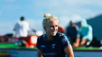 TEAHUPO'O, TAHITI, FRENCH POLYNESIA - MAY 29: Tatiana Weston-Webb of Brazil prior to surfing in Quarterfinal 4 of the SHISEIDO Tahiti Pro on May 29, 2024, at Teahupo'o, Tahiti, French Polynesia. (Photo by Matt Dunbar/World Surf League)