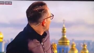 Terrorífico: el momento en que caen los misiles en Kiev durante una conexión de la BBC