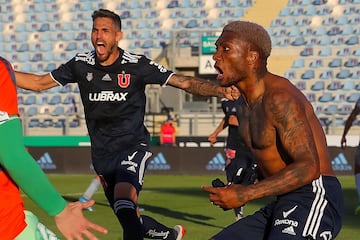 Futbol, Universidad de Chile vs Union La Calera.
Fecha 34, campeonato Nacional 2021.
El jugador de Universidad de Chile Junior Fernandes,  celebra su gol contra Union La Calera durante el partido por primera divisiÃ³n realizado en el estadio El Teniente.
Rancagua, Chile.
05/12/2021
Jose Alvujar/Photosport

Football, Universidad de Chile vs Union La Calera.
34rd date, 2021 National Championship.
Universidad de Chileâs player  Junior Fernandes, celebrates his goal against Union La Calera during football match for first division at El Teniente  stadium in Rancagua, Chile.
05/12/2021
Jose Alvujar/Photosport