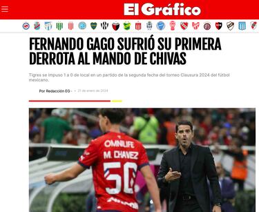 Prensa argentina, decepcionada por el inicio de Fernando Gago en Chivas