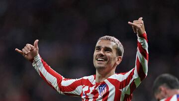 Griezmann celebra el 1-0 del Atlético-Valencia con su gesto de Drake.