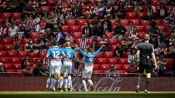 (15) David Lopez celebrate goal during the Spanish La Liga soccer match between Athletic Club Bilbao and RCD Espanyol, at San Mames stadium, in Bilbao, northern Spain, Sunday, May, 20, 2018
