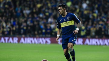 Cristian Pav&oacute;n durante un Cl&aacute;sico Boca vs River en el Santiago Bernab&eacute;u