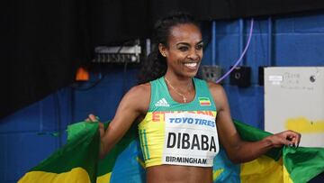 La et&iacute;ope Genzebe Dibaba, tras vencer en los 1.500 metros.