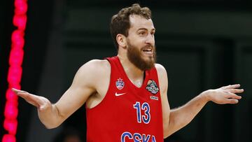 Sergio Rodríguez, durante un partido con el CSKA Moscú.