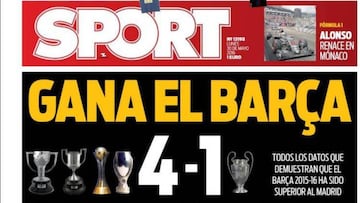 Portada del Diario Sport del día 30 de mayo de 2016.