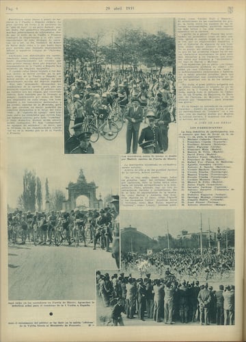 Recorrido por las mejores imgenes de la I Vuelta a Espa?a a travs de la edicin de AS Semanal de 1935.