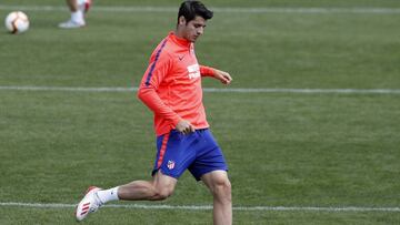 Morata, en el entrenamiento del Atlético.