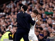 02/03/26 PARTIDO PRIMERA DIVISION JORNADA 26
REAL MADRID - GETAFE
CAMBIO SUSTITUCION THIAGO PITARCH ALVARO ARBELOA ENTRENADOR