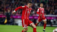 James Rodríguez jugará este sábado con el Bayern ante el Wolfsburgo.