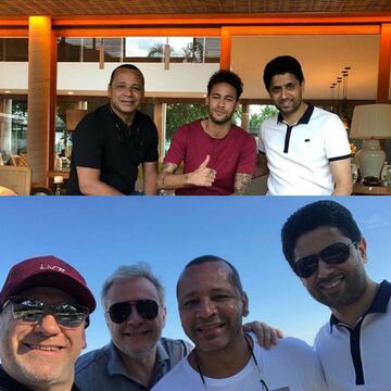 El presidente del PSG Nasser Al Khelaifi visitó a Neymar en Brasil. 
 