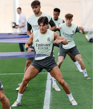 Fran García durante el entrenamiento de esta mañana. 