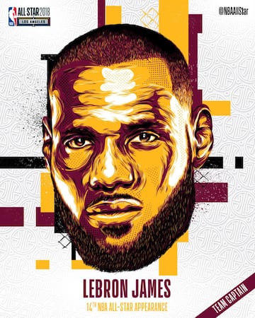 LeBron James (Cleveland Cavaliers, 2.638.294). 14º All Star Game. Quince temporadas en la NBA y catorce presencias en el Partido de las Estrellas. Solo Kobe le supera en mayor número de apariciones en toda la historia de la NBA con 15. El alero es El Rey 