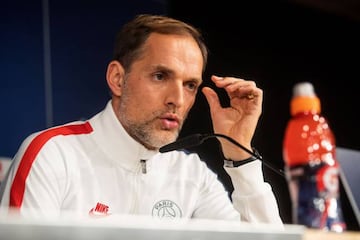 Thomas Tuchel speaks at a press conference ahead of the game between PSG and Real Madrid.