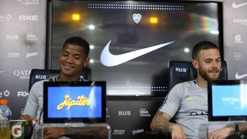 Wilmar Barrios y Nahitan Nández, jugadores de Boca Juniors