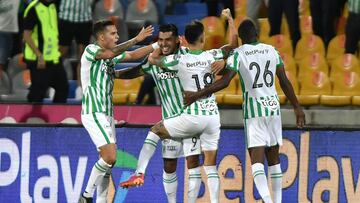 Jugadores de Atlético Nacional en un partido de la Liga BetPlay