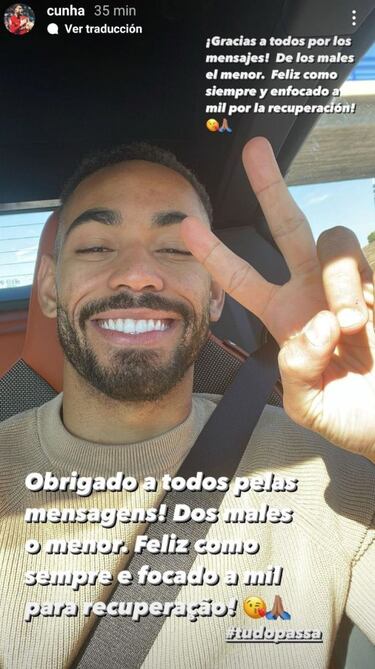 Matheus Cunha, del mal el menor: esguince de alto grado