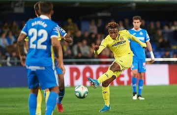 Samuel Chukwueze of Villarreal during the La Liga Santander match between Villarreal and Getafe at Estadio de la Ceramica on December 21, 2019 in Vila-real, Spain