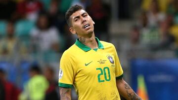 Roberto Firmino durante el partido entre Brasil y Venezuela por Copa Am&eacute;rica.