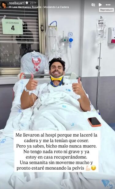 Noel Bayarri, ingresado de urgencia tras un sufrir un accidente: “Han tenido que coserme la cadera”