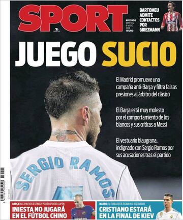 Portada del diario Sport del día 8 de abril de 2018.