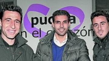 <b>DIERON LA CARA. </b>Con el lema de 'Pucela en el coraz¨®n' de fondo, Marcos, Baraja y Pedro L¨®pez conf¨ªan en que el equipo saldr¨¢ adelante.