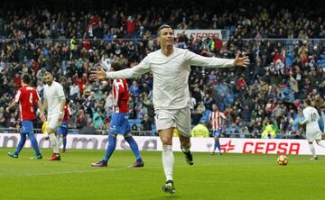 Cristiano Ronaldo celebrates scoring for Real Madrid, while the one-off kit was still dry.