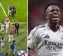 La última imagen del derbi que no se vio: Vinicius y el escudo del Atleti