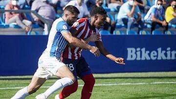 Juan Perea en su debut contra el Atlético Baleares.